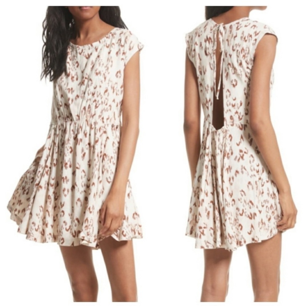 Free People Fake Love IKat Print Open Back Mini Dress